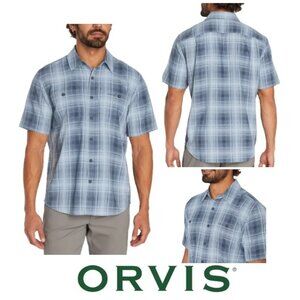 NWT Orvis Men's Short Sleeve Woven Shirt, Blue